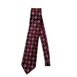 Ermenegildo Zegna Men's Textured Woven Silk Tie Made In Italy 100% Silk Red Blue